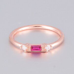 Refined Slight Anillos Chic Rectangle Round CZ Rings For Woman, HA4199-6